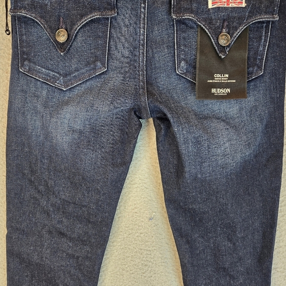 Hudson Womens Collin Midrise Skinny Distressed Blue Denim Jeans Sz 26x29 - Picture 10 of 13